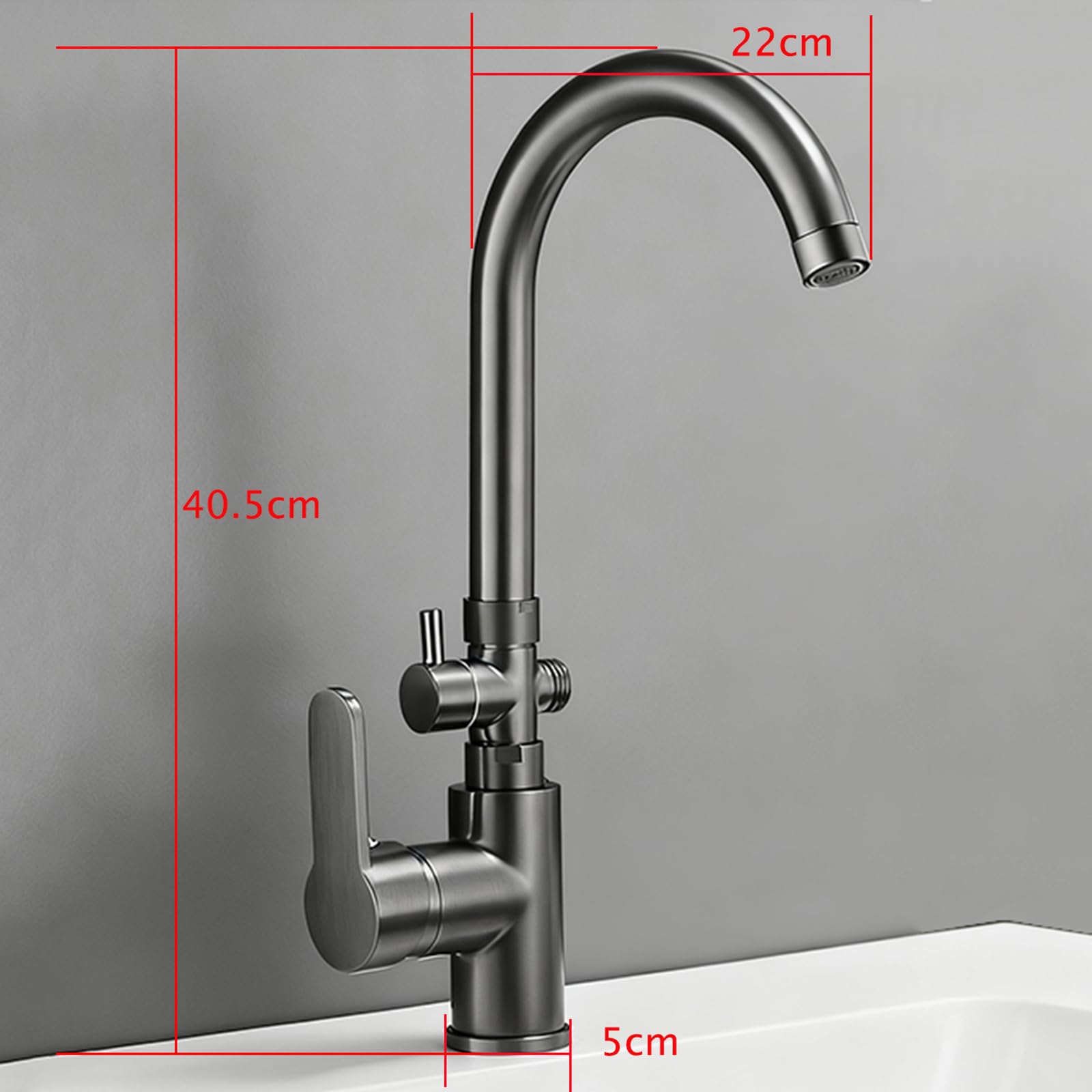 Grifo Lavadora Doble Salida Grifos para Lavabos De Baño De Latón Agua Fría Y Caliente Un Solo Orificio,Plata