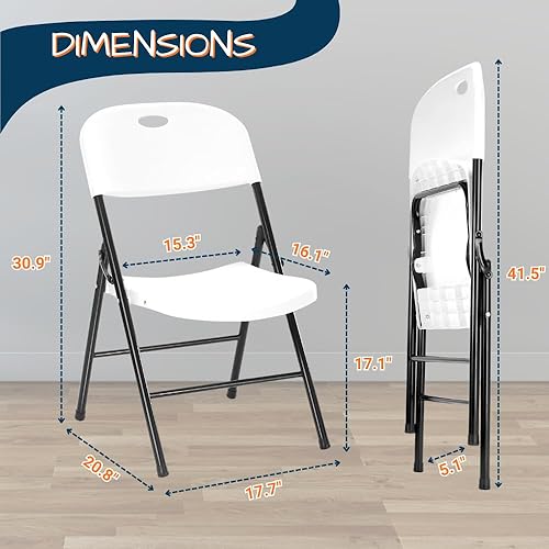 Miniatura 2 de EZONE (2 sillas plegables de plástico resistente para adultos, asientos portátiles al aire libre para bodas, eventos, fiestas, patio trasero, patio
