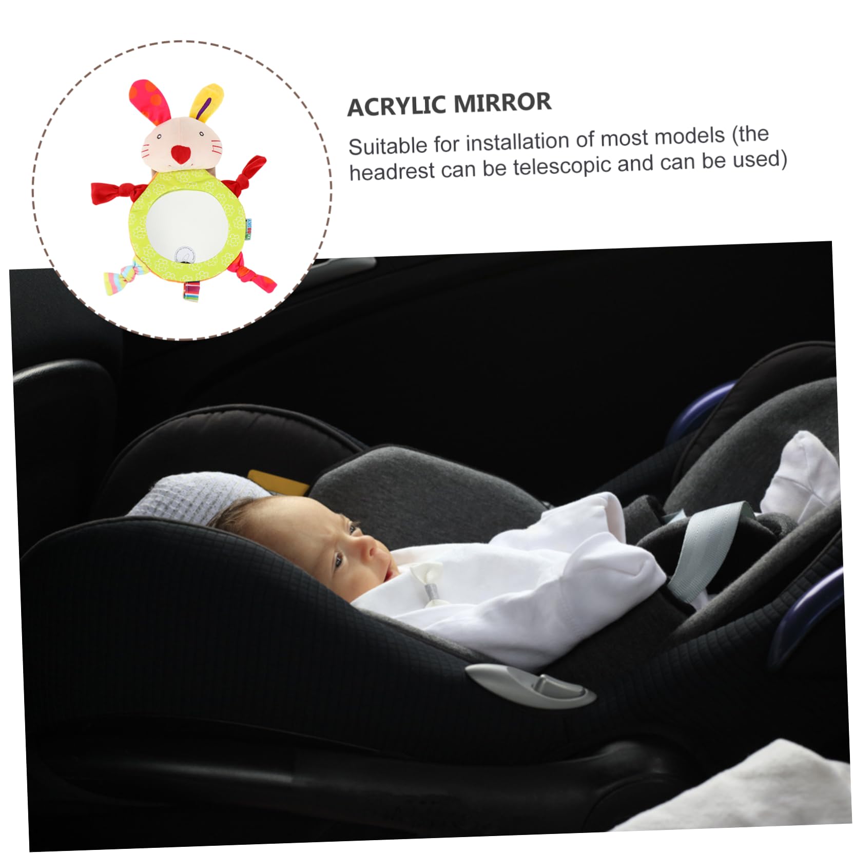 Toyvian 3pièces Miroir De Sécurité Pour Garçon Fille Miroir Arrière De Voiture Cartoon Pour Garçon Fille Design Lapin Pratique Et Pour Véhicules Familiaux