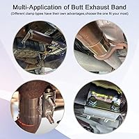 Vista 6 de Abrazadera a tope de junta solapada de escape de 3 pulgadas, abrazadera de banda de silenciador de acero inoxidable de 3" que se ajusta sobre tubos