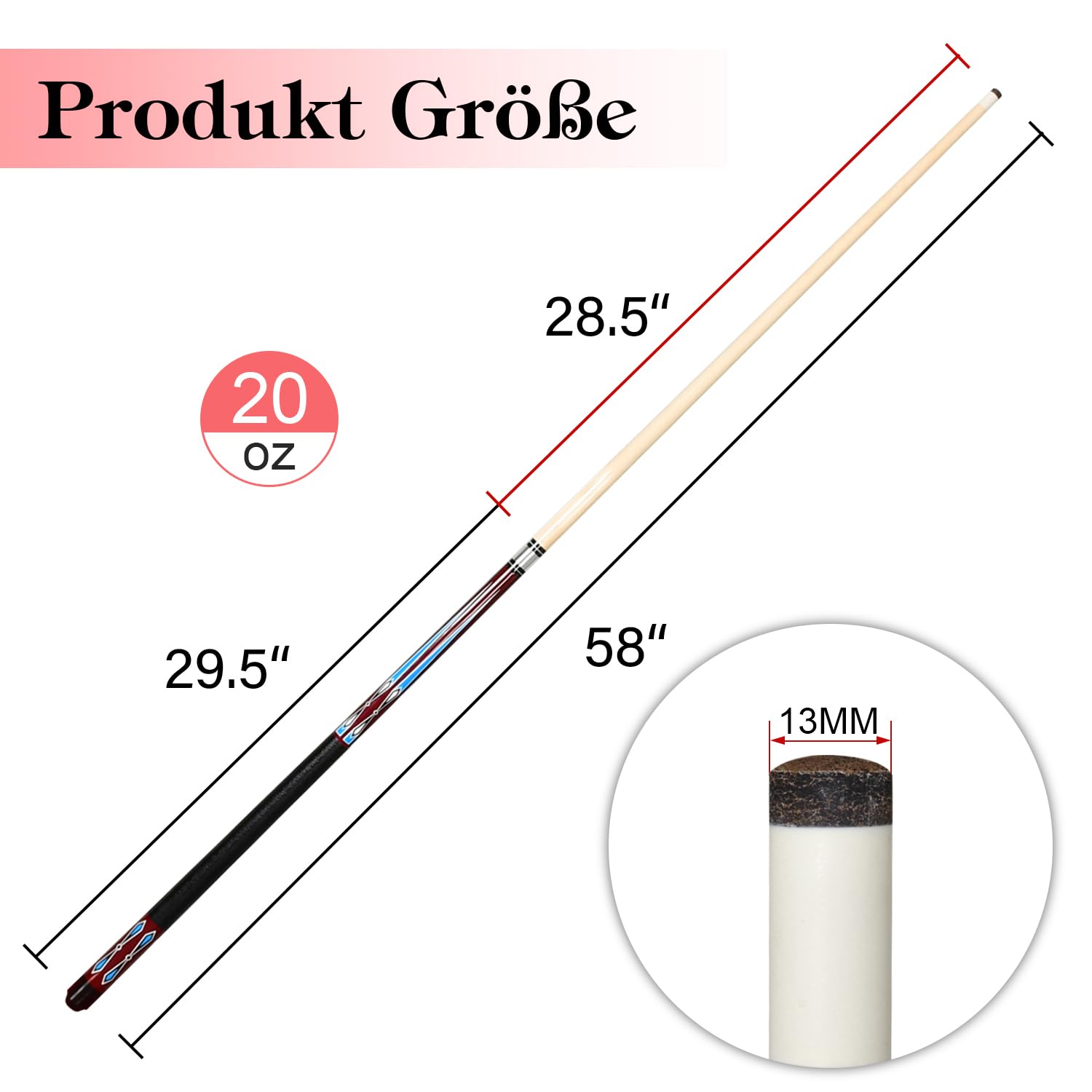 Billard Queue Satz 2 Pool Queues, Pool 58" Queue Stöcke,Billardqueue Pool Cues für Billard Enthusiasten