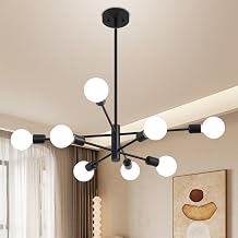 Chandeliers for Dining Room Black 8-Light Modern Kitchen Light Fixture | Sputnik Ceiling Light Fixture, UL Certified, E26 Base 60W Max, Height Adjustable, Dimmable Mid Century Style for Living Room