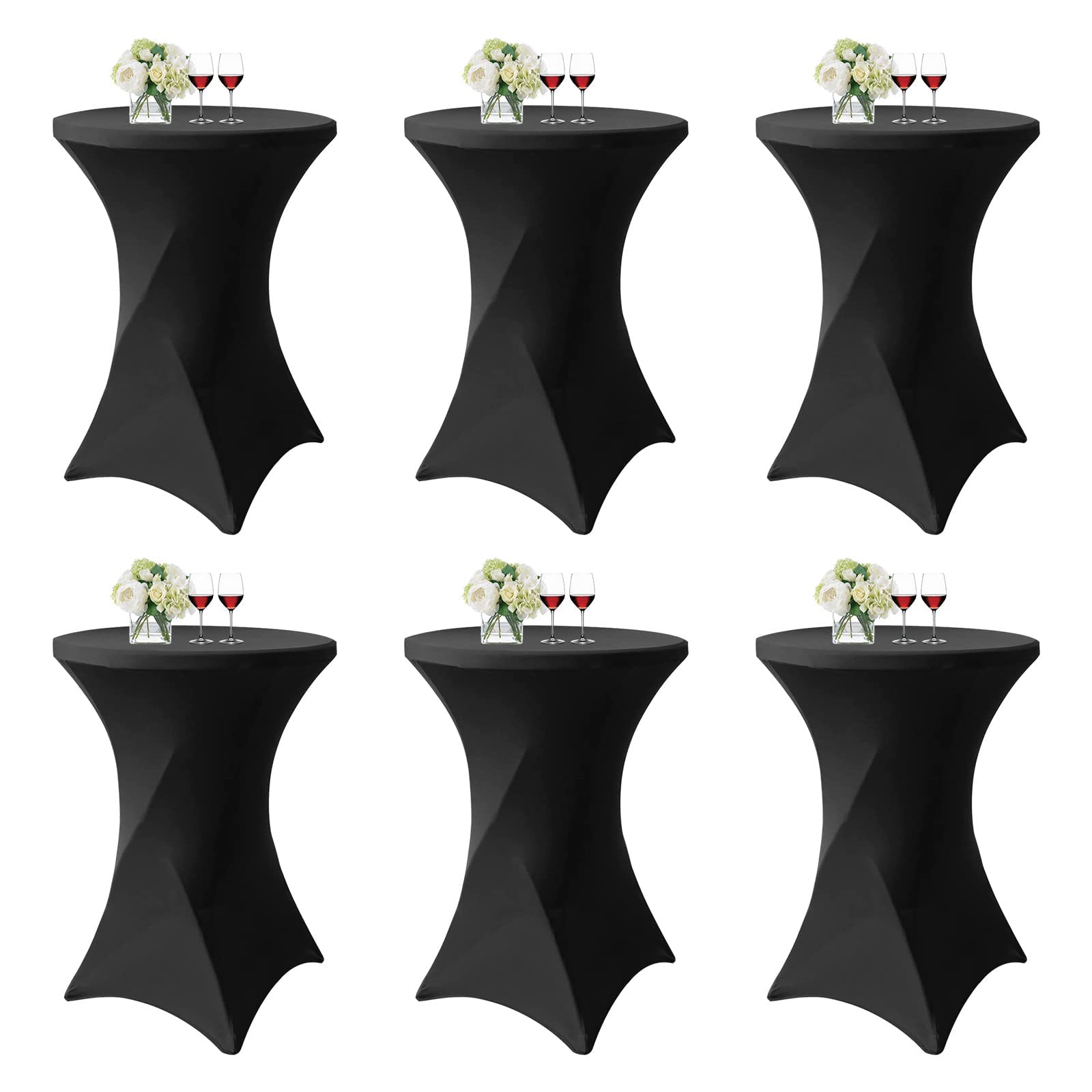 Lot de 6 Noir Housse Mange Debout, 60 x 110 cm, Noir Nappe