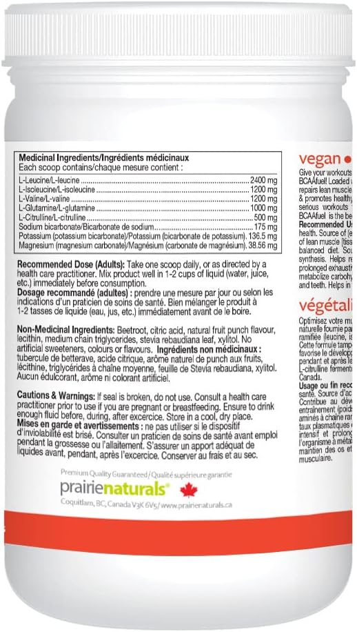 Prairie Naturals PH Balanced BCAA Fuel, Fruit Punch, 11.2 Ounce