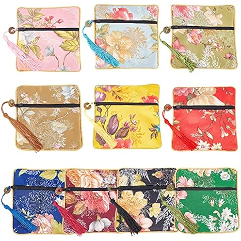 PH PandaHall Vintage Silk Zipper Pouches Cover