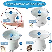 Vista 4 de Necoichi Cuenco elevado de comida para gatos, cuenco elevado de cerámica para fatiga de bigotes y cuello, apto para lavavajillas y microondas