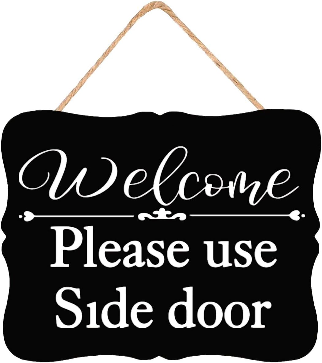 CAROLJU Please Use Side Door, Sign, Front Door Wood Sign
