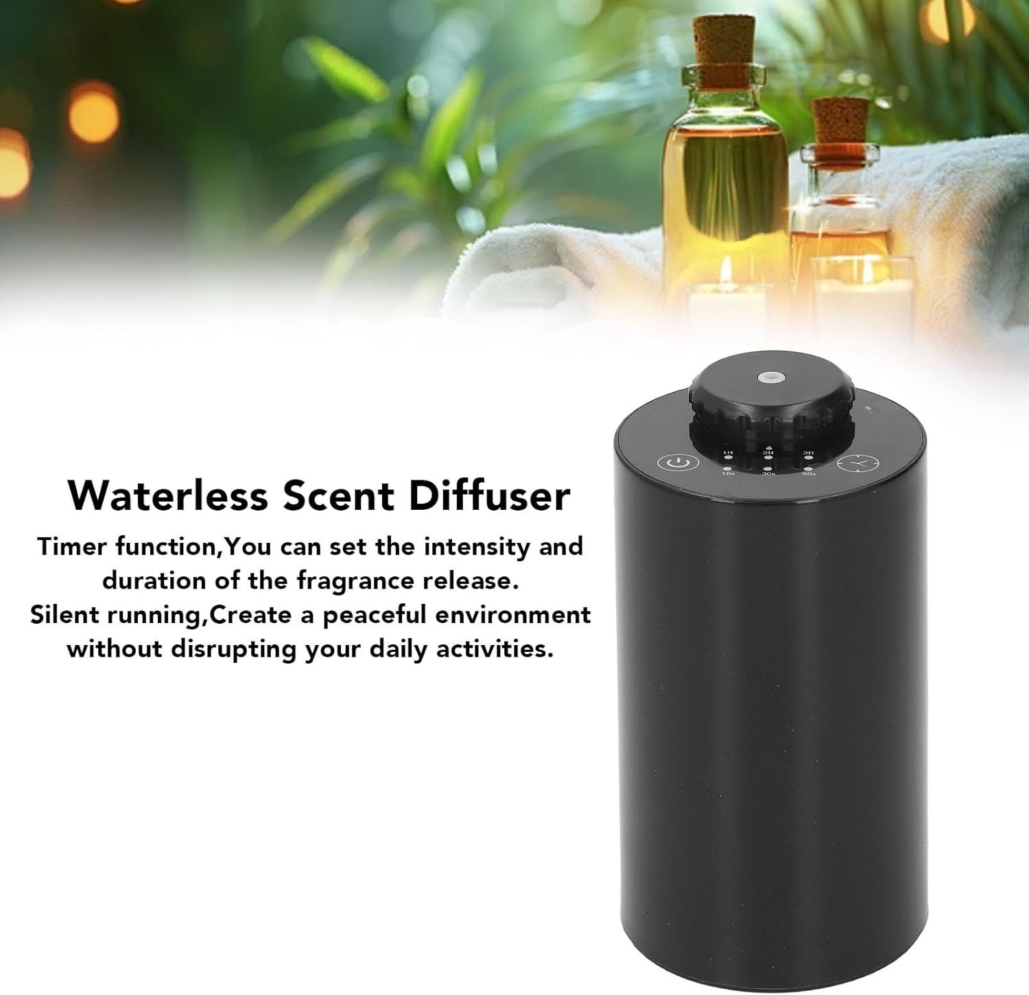 Cold Air Scent Machine, Aromatherapy Diffuser, Essential Oil with Timer, Adjustable, Quiet Operation, for Bedroom Living Room Office, Portable and Easy to Use (Black)