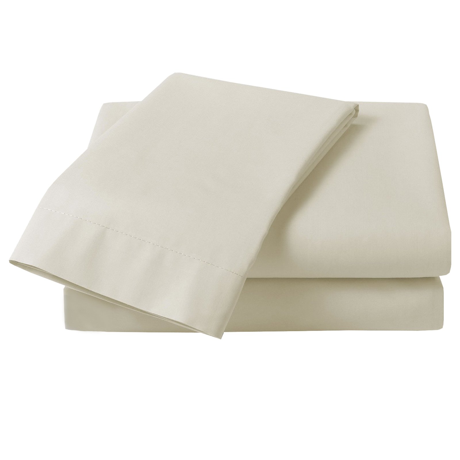 Just Contempo Cream Plain Percale Fitted Sheet, Double,