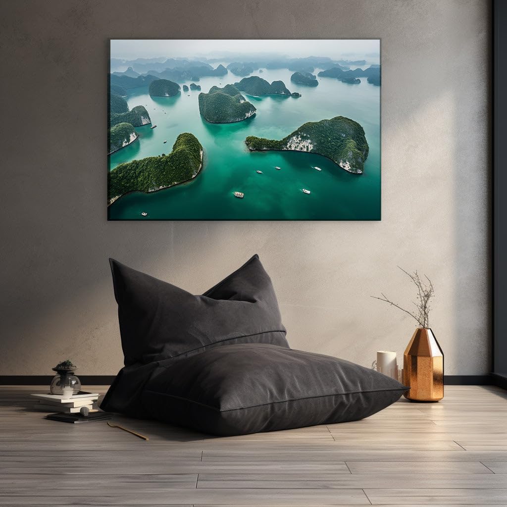 Canvas for Living room. Sailing into Serenity: A Perfect Day on the Idyllic Bay, 27 x 18 inch Canvas Wall Art - Contemporary Masterpieces - Modern Home Decor - 69x46 cm (27x18 inch)