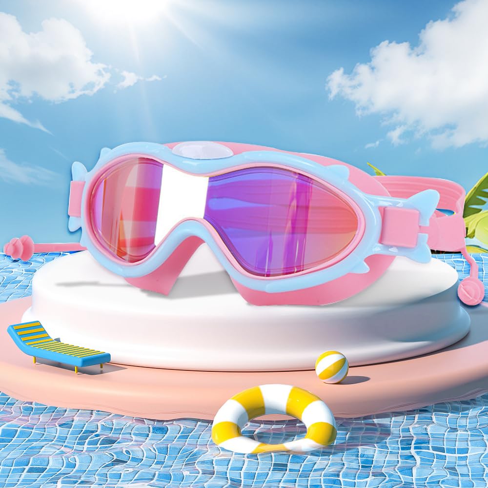 mizikuu Gafas Piscina Niños, Protección UV Antiniebla Gafas Buceo Gafas de natación de visión panorámica Estanco correa de silicona ajustable para Niños,Niñas,Adolescentes(4-14 Años)