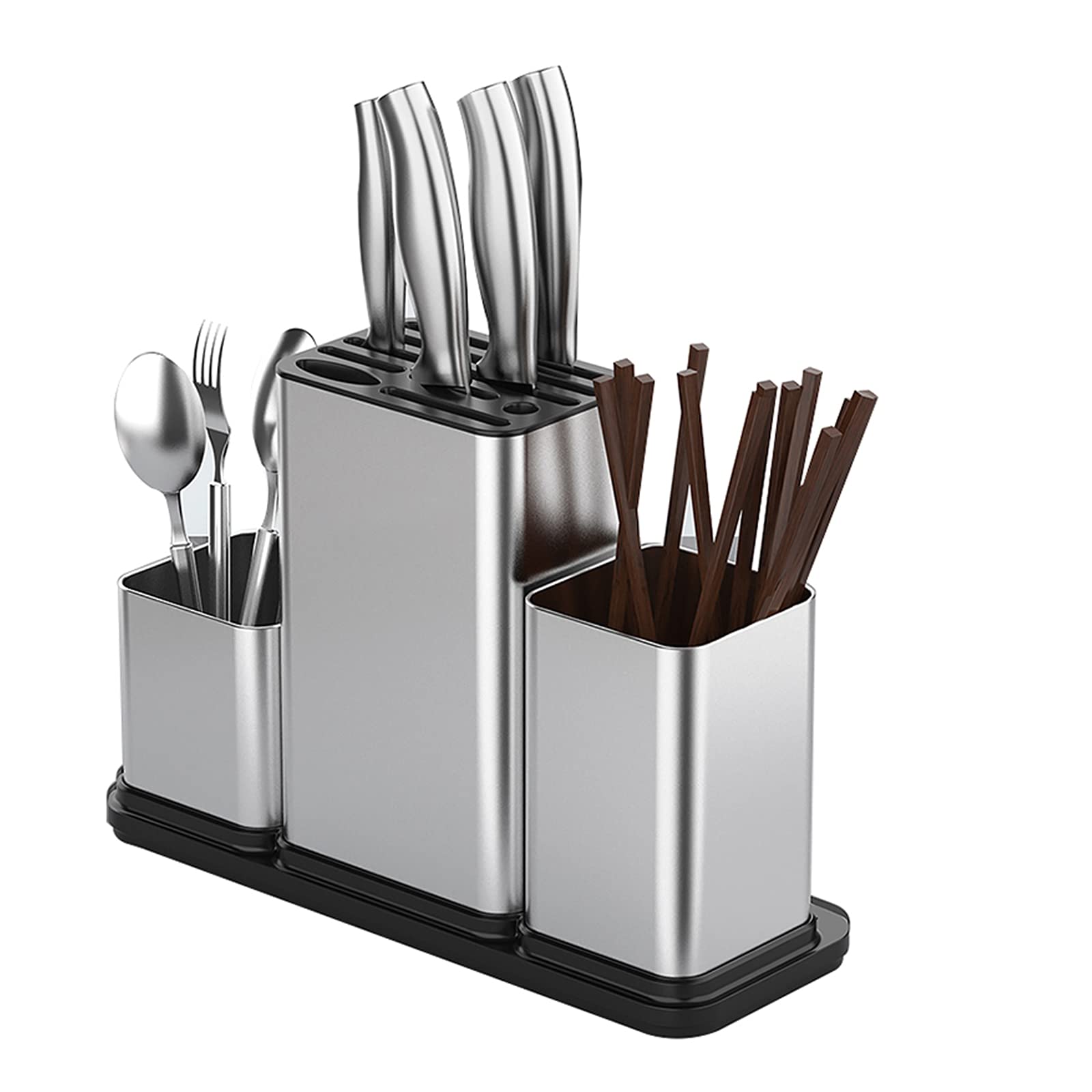 Porta utensilios y bloque de cuchillos compacto para tenedores cucharas y palillos
