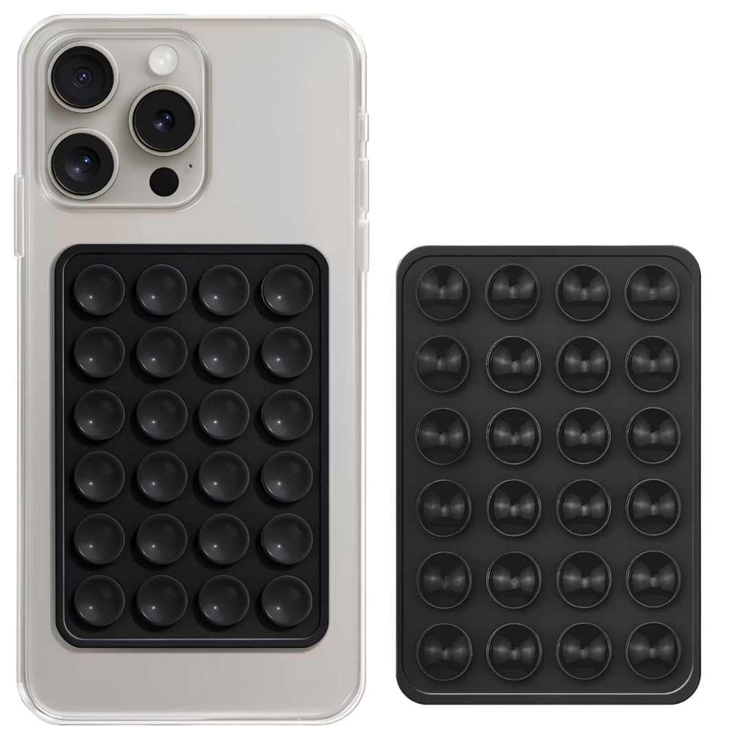 Suction Phone Case – Anti-Slip Silicone Sticky Mount Pad for Hands-Free Grip | Works on Mirror, Shower, Dashboard | Multipurpose Mobile Holder for Selfies & Videos Multicolor (BLK)-image-18