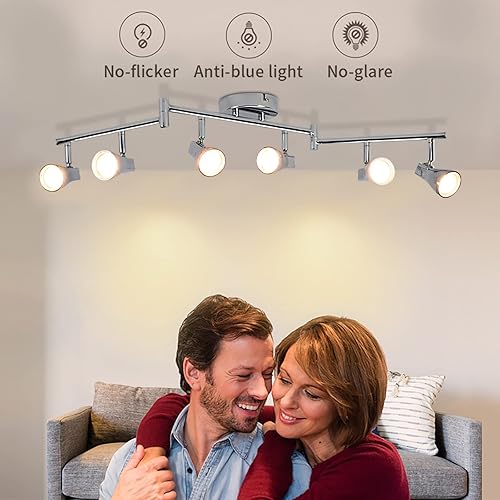Miniatura 2 de DLLT - Kit moderno de iluminación LED de pista, 6 luces ajustables decorativas para riel, foco de techo o pared de montaje empotrado de 6 vías para