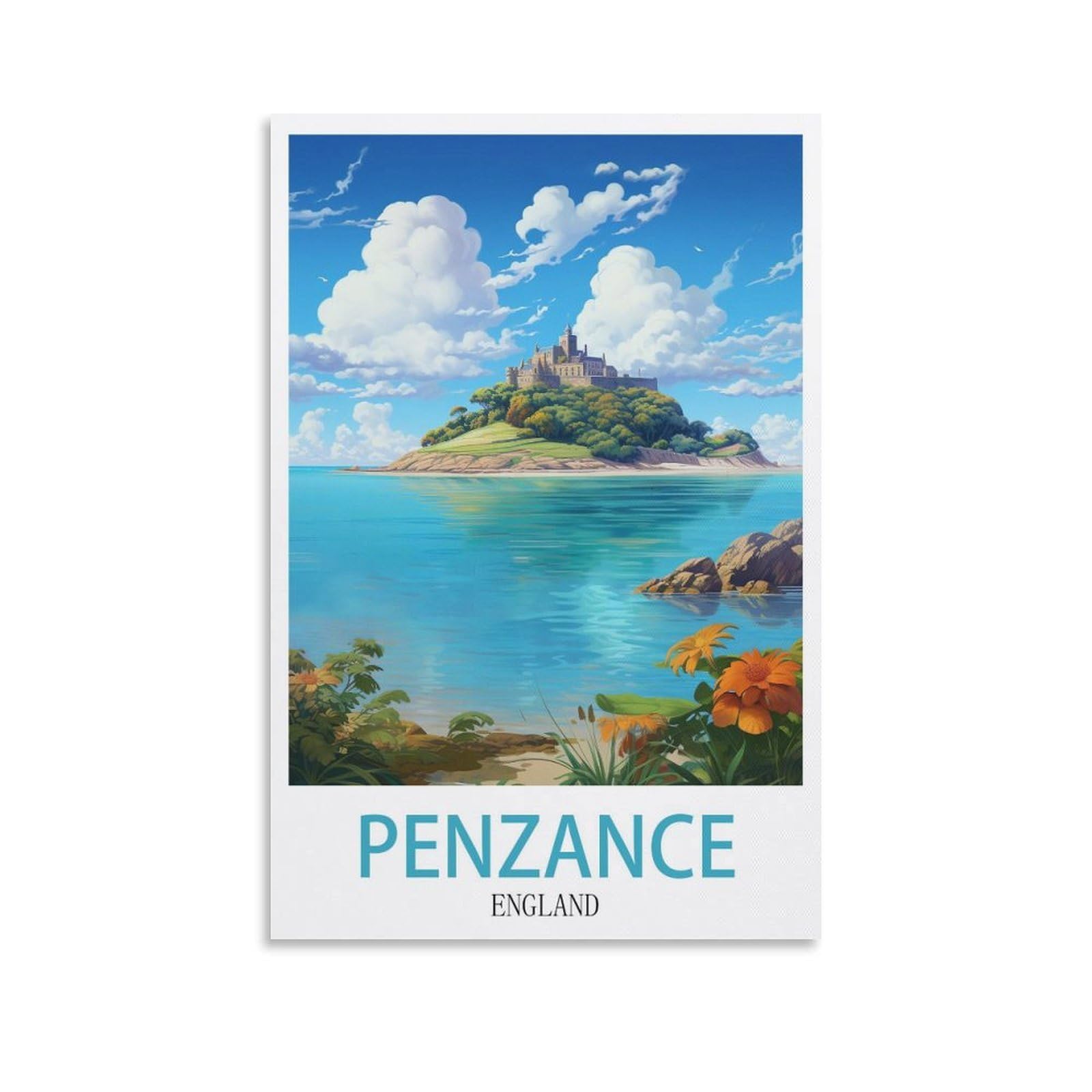 EZMLFA DIY 5D Diamond Painting Kits for Adults,Penzance England DIY Diamond Art Kits Gem Painting Crafts for Home Wall Decor 40x40cm