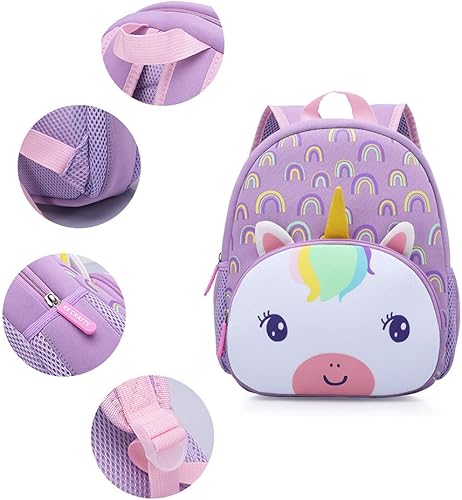 Vista 4 de Mochila impermeable para niños de 2 a 5 años, para el jardín de niños, mochila 3D de lindos dibujos animados, de neopreno, mochila de animales