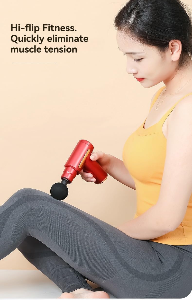 Percussion Massage Gun with 4 Attachments, Handheld Deep Tissue Massager, Black and Gold (Gray) Percussion Massage Gun with 4 Attachments, Handheld Deep Tissue Massager, Black and Gold (Gray)