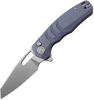 Petrified fish PFE17 Trilobite Folding Knife,3.03" 14C28N Steel Stonewashed Blade G10 Handle Camping Folding Knife for EDC Outdoor (Blue Stonewashed)