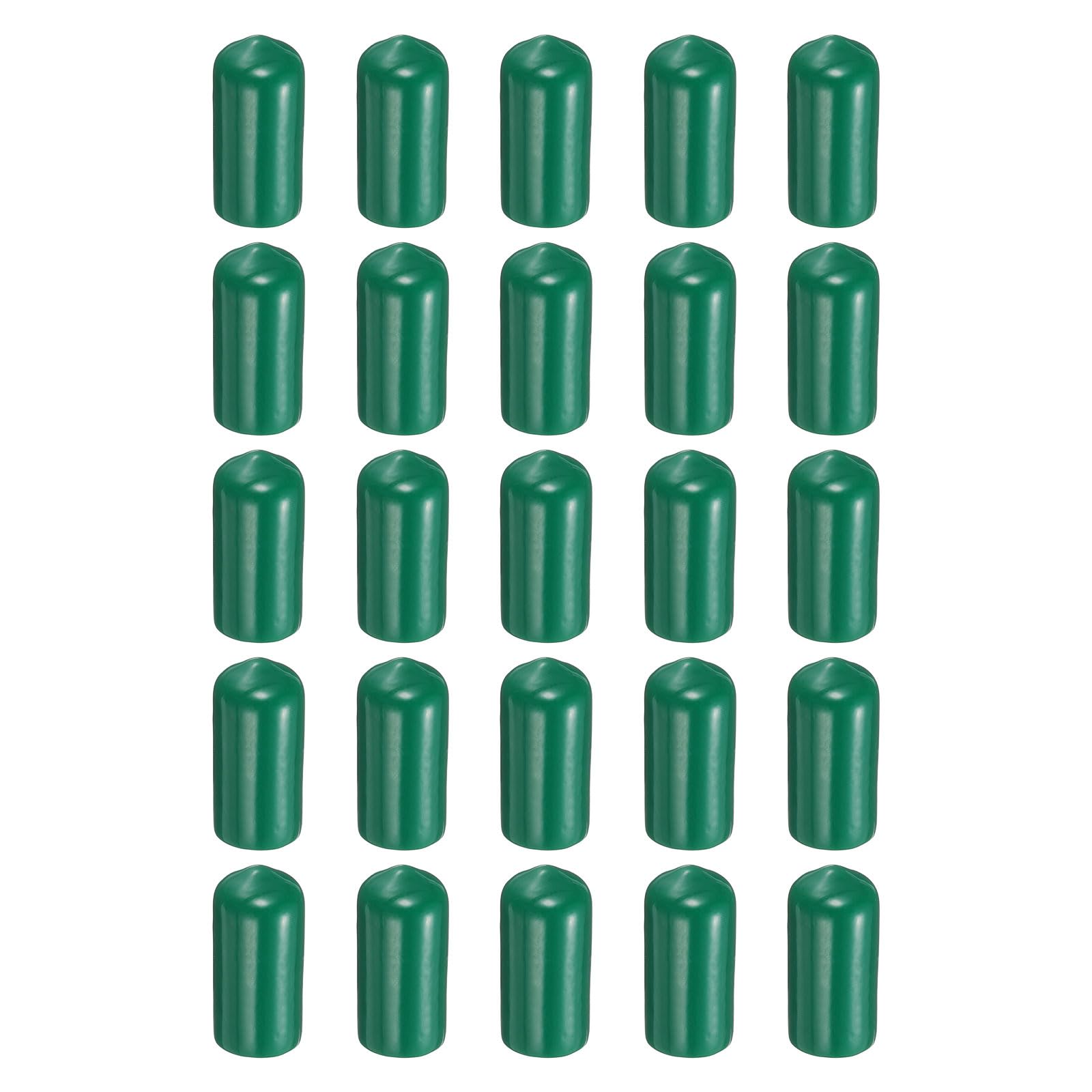 HARFINGTON 100pcs Round Rubber End Caps 11mm ID Bolt Covers Caps Vinyl Rubber Flexible Screw Thread Protectors for Metal Tube Rod Bolts, Dark Green