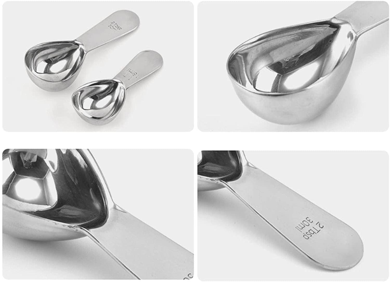 Löffel Restaurants 15/30ml Edelstahl Messkaffee Scoop Esslöffel Kurzer Griff Messlöffel Kaffee Tee Esslöffel Hause(30ml)