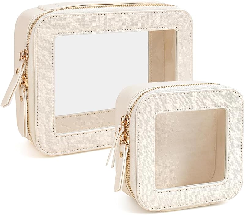 FFpaw Necessaire transparente para maquiagem e itens pessoais com zíper, modelo CLEAR