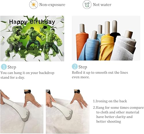 Miniatura 6 de Telón de fondo verde de 7 x 5 pies decoraciones de cumpleaños suministros de fiesta de súper ciudad Power Man para niños decoración de fotos