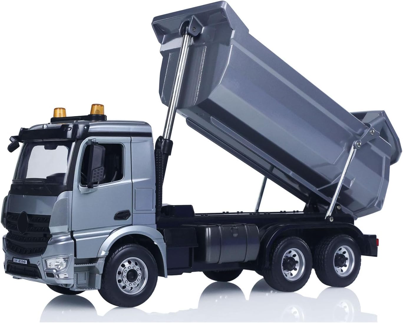 US in Stock, DoubleE E590 003 1/20 RC Dump Truck 6X6 Electric Lifting Remote Control Tipper Metal Gears Sounds Lights Model Vehicle RTR for Ages 14+