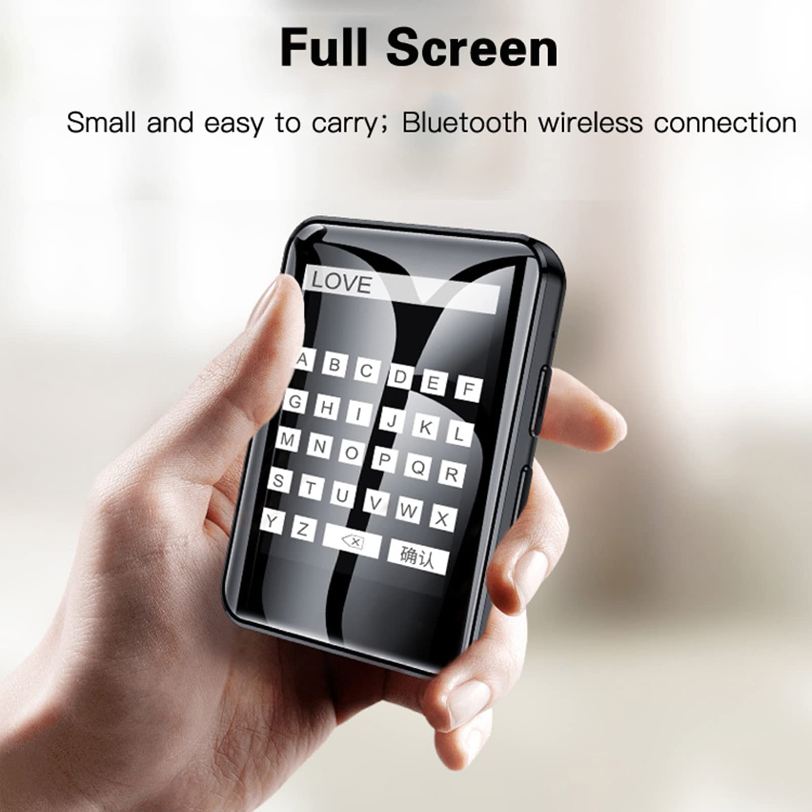 Reproductor MP3, Pantalla táctil 4.0 Bluetooth con Auriculares, Altavoz de Audio de Alta fidelidad Grabaciones,Negro,4GB