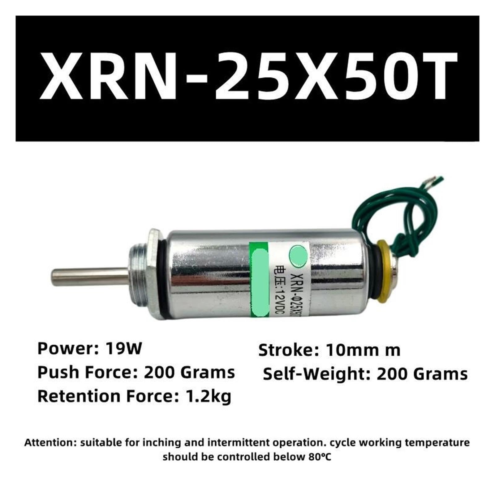 XRN-25x50T Elektromagnet Push 2-Leiter 12V 24V 19W 2,5N 250g/10mm(24V)