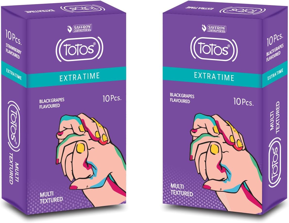 TOTOS Textured Gentle and Irritation-Free Condoms for Men & Women EXTRATIME BLACKGRAPES-PCS10-PO2_Pack Of 2