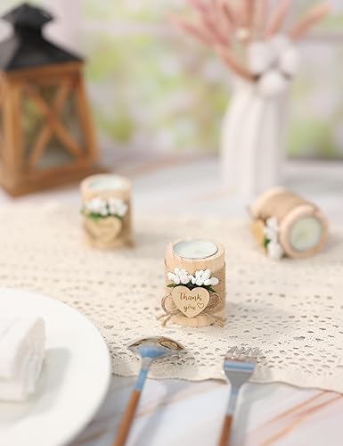 Miniatura 8 de Juego de 50 portavelas de madera para bodas, regalos de invitados, regalo de compromiso, recuerdos de regreso de invitados, regalos de despedida de