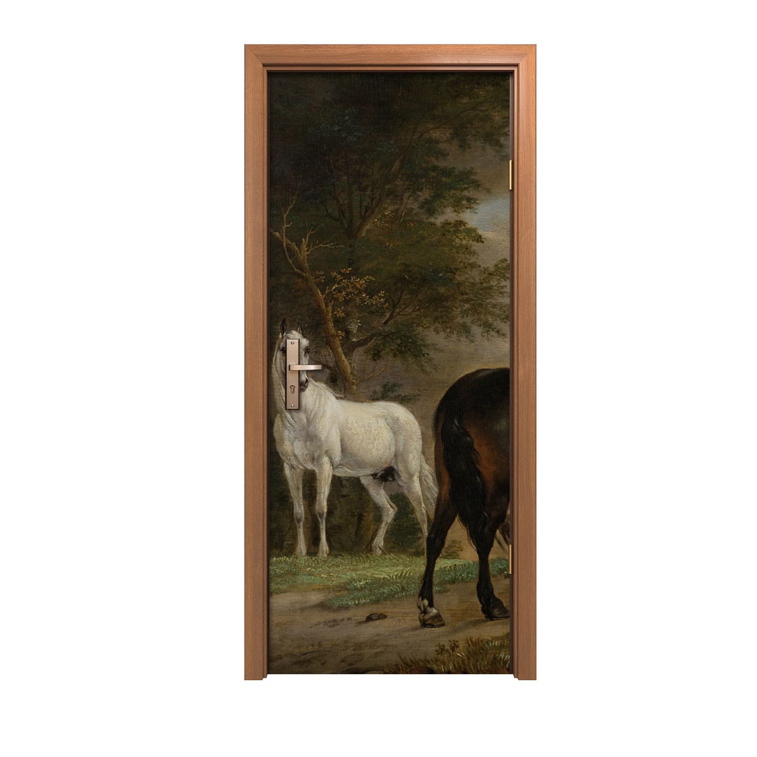 Autocollant de porte haute définition motif nuages et chevaux avec vinyle adhésif durable
