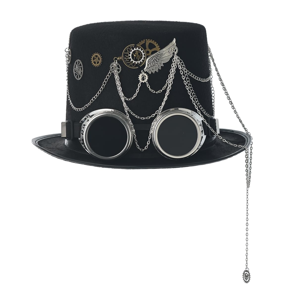 BLESSUME Steampunk Top Hat with Goggles,Victorian Punk Hat for Carnival, Halloween, Theme Party