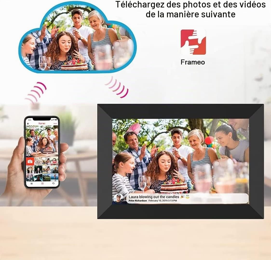 Skylight Frame - Cadre photo numérique Wi-Fi de 25,4 cm - Pour envoyer des photos depuis n'importe où - Écran tactile