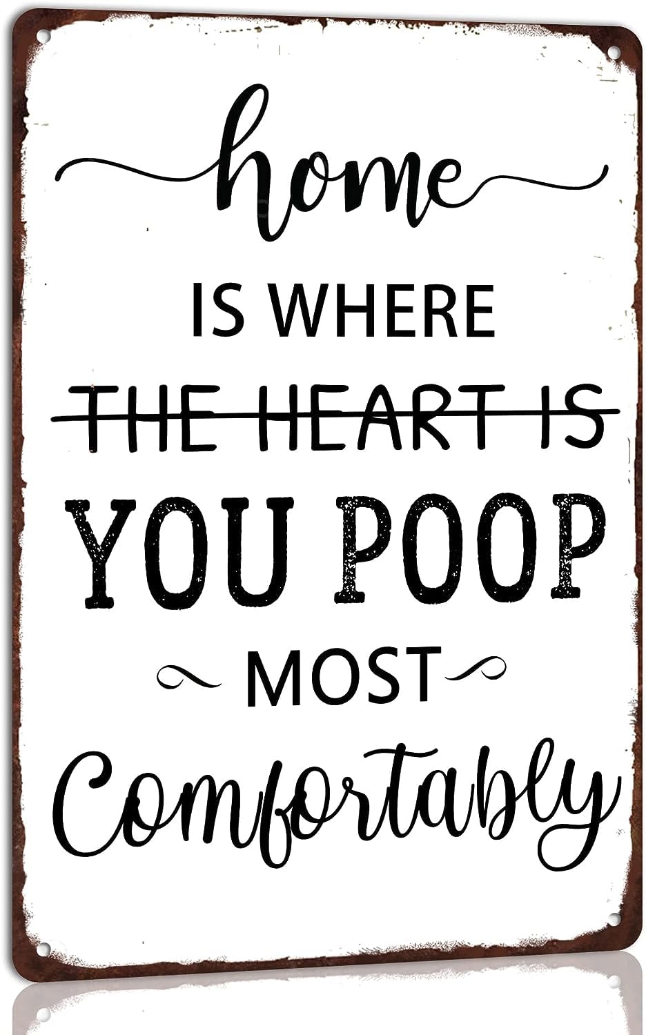 Yunking Sj 29 Home Is Where You Poop Most Comfortably Metal Tin Sign Funny Retro Poster Art Toilet Home Bathroom Farmhouse Wall Decor Poster 8X12 Inch