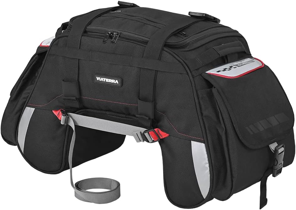 ViaTerra Claw Mini Universal Motorcycle Tail Bag (48L)|Molle Loops |External Rain Cover |Ideal Travel Storage Accessory for Bike Riders (Black)