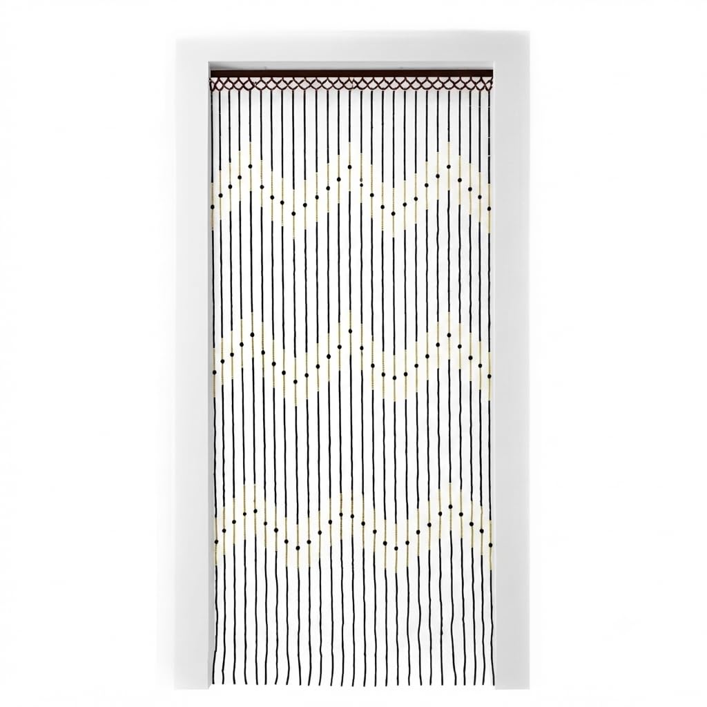 Sizi Bamboo Wooden Beaded Door Curtain | Hanging Bead Screen Room Divider Decorative String Curtain for Doorway Bedroom Kitchen Window 90x180cm, Zigzag
