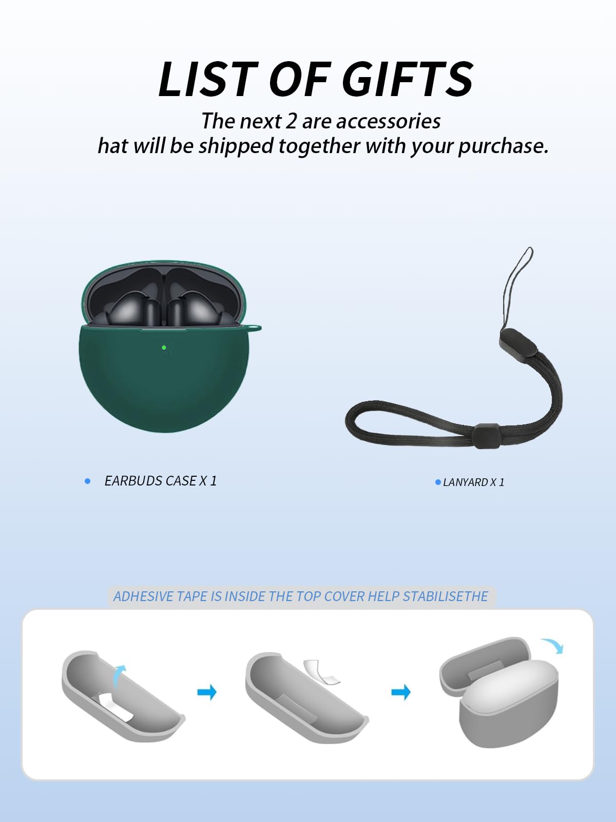 Etui na słuchawki Huawei FreeBuds 7i, miękkie silikonowe etui ochronne, z paskiem do zawieszenia, pyłoszczelne, odporne na uderzenia i trwałe, zielone