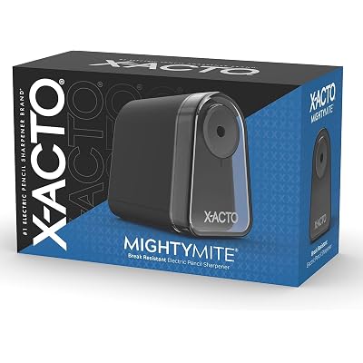 X-ACTO Pencil Sharpener, Mighty Mite Electric Sharpener, With Pencil Saver®, SafeStart® Motor, Black - Classroom, School, Teacher Supplies