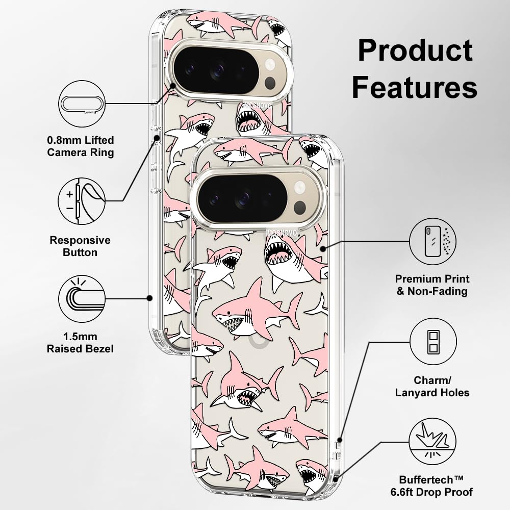 MOSNOVO Case for Google Pixel 10 & Pixel 10 Pro, [Buffertech 6.6ft Military-Grade Drop Protection] [Anti Peel Off Tech] Clear TPU Bumper Phone Case Cover Design - Cute Cherry — view 463