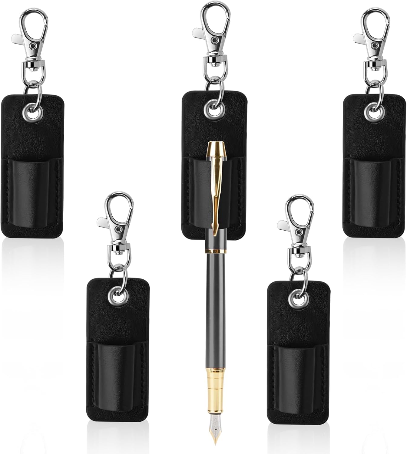 4 Pieces Portable Lanyard Pen Holder PU Leather Pen Pouch Holder Pocket