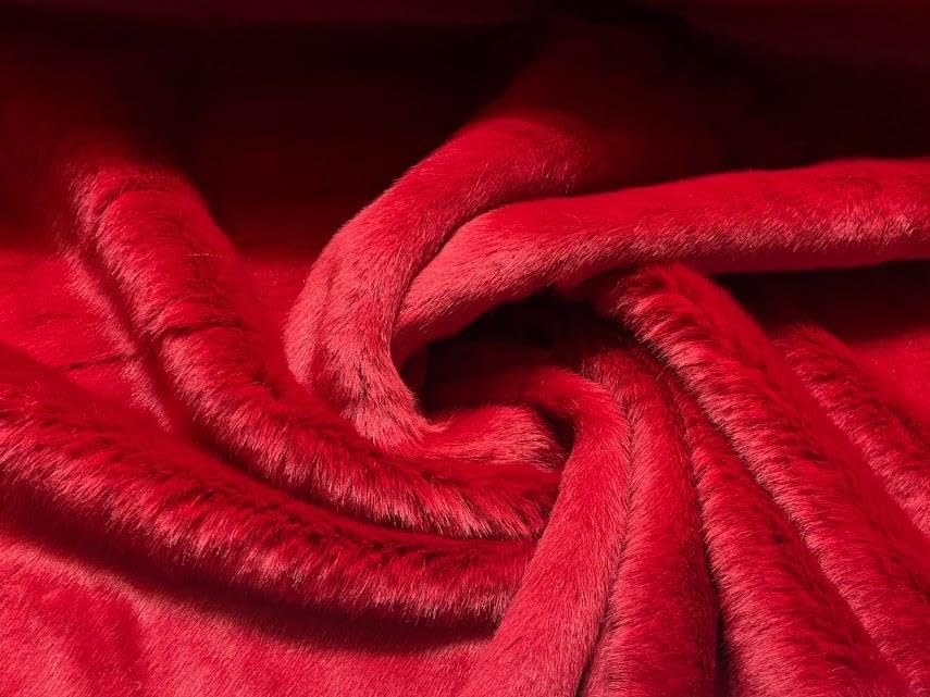 Super Luxury Faux Fur Fabric Material Plush Ruby RED 1/4MTR