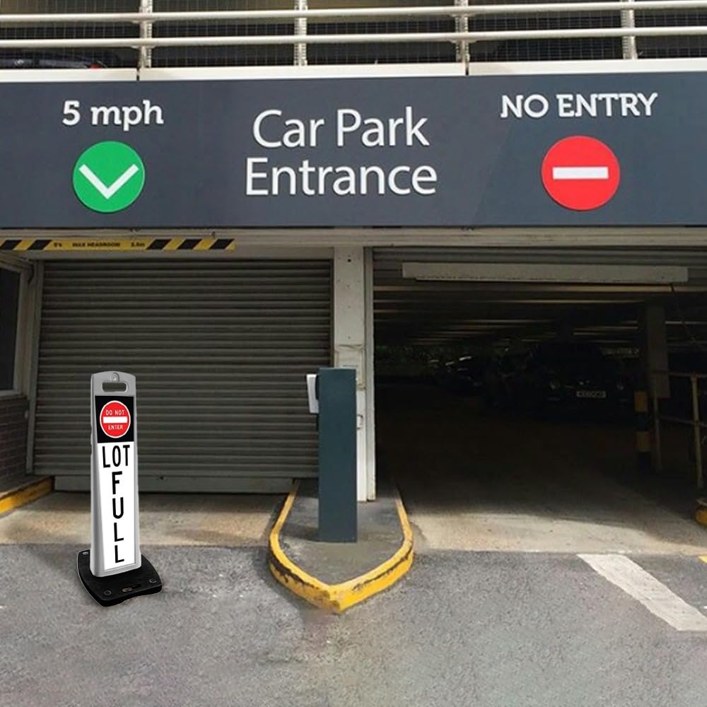BERRY Poteau de délimitation flexible de 110 cm avec base lestée de 10 kg – Borne de circulation rebondable robuste avec poignée de transport – Idéal pour les parkings, les hôtels et la gestion