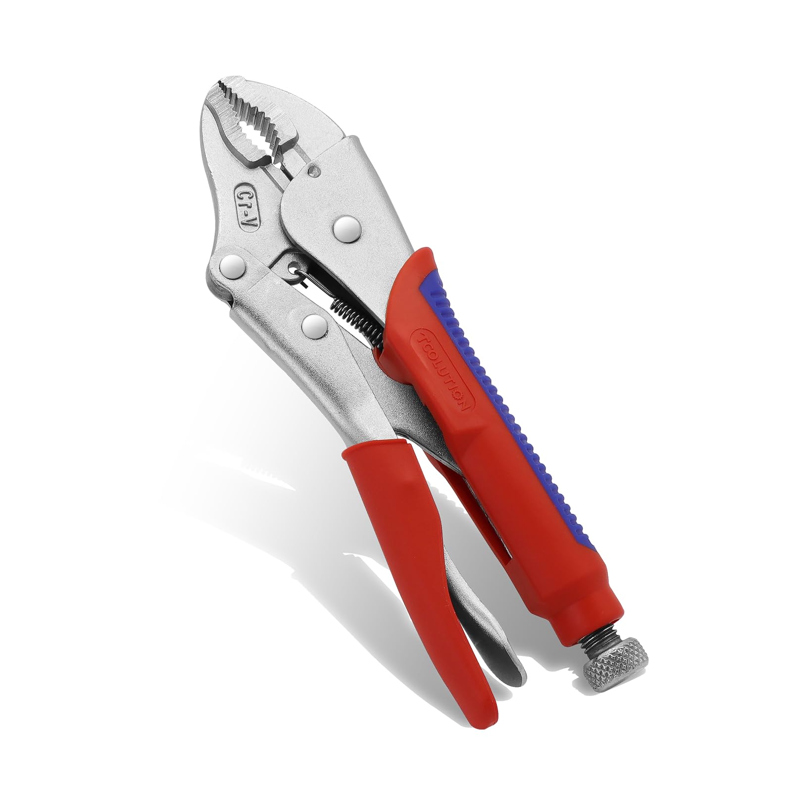 TOOLUTION 10-Inch Locking Pliers with Curved Jaws - CRV Steel Multi-Grip, TPR Anti-Slip Handle for Welding, Plumbing, Workshop