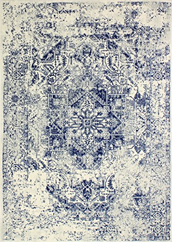 Bashian Collection Area Rug - Luxury Hand Tufted Wool & Viscose - Home Decor For Runner Rug, Entryway Rug, Living Room Rugs, 2.6’ X 8’, Ivory/Blue #TOP12