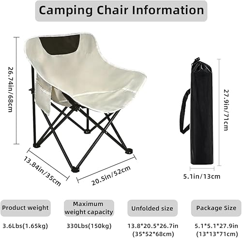 Miniatura 2 de Paquete de 2 sillas de camping  Sillas ligeras y portátiles para adolescentes e individuos ligeros  Compactas, duraderas y portátiles  Ideal para
