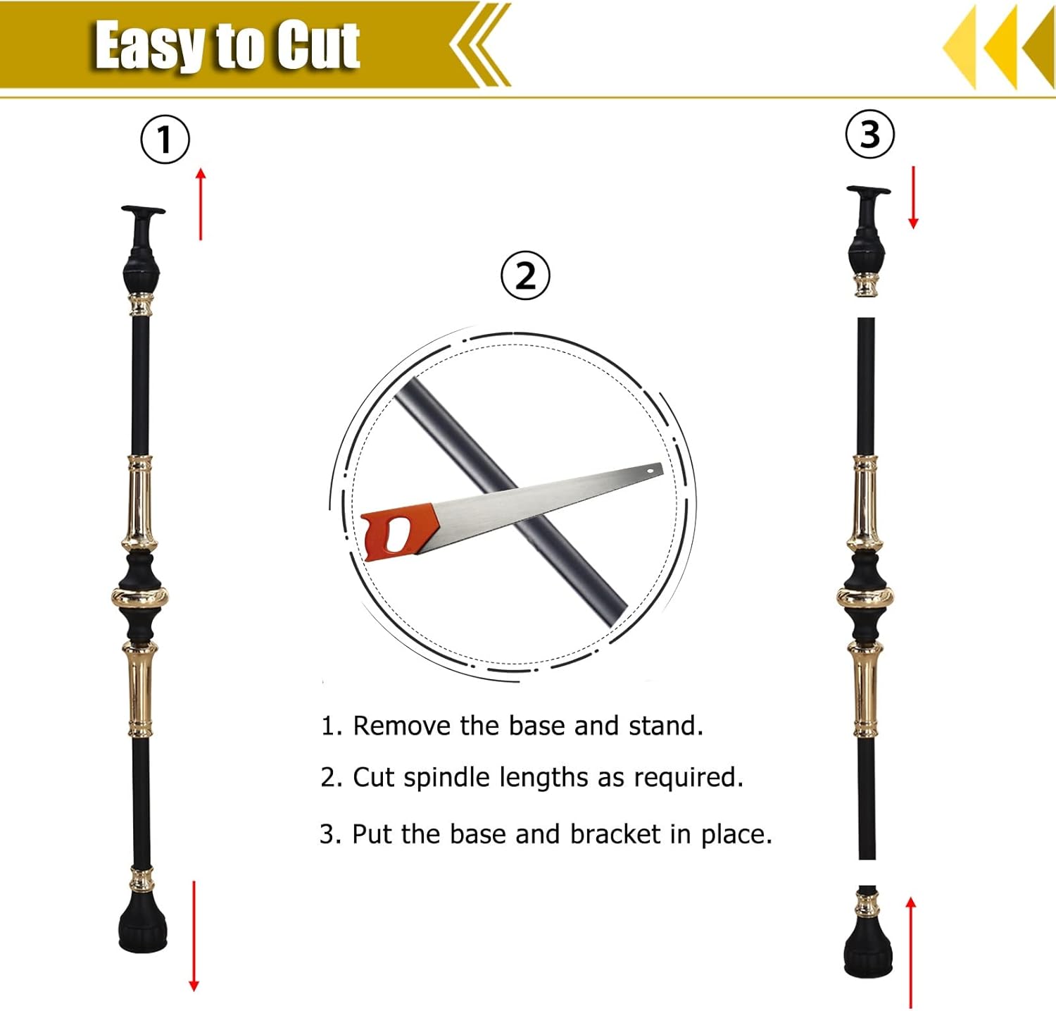 31.5"33.4"35.4"37.4" Tall Stair Banister Spindles, Retro Indoor Aluminum Alloy Guardrail Column for Attic/Villas/Hotel, 1/2/3/5/10 Pack, with Tiltable Bracket ( Color : 2 pack , Size : 95cm(37.4") Tal