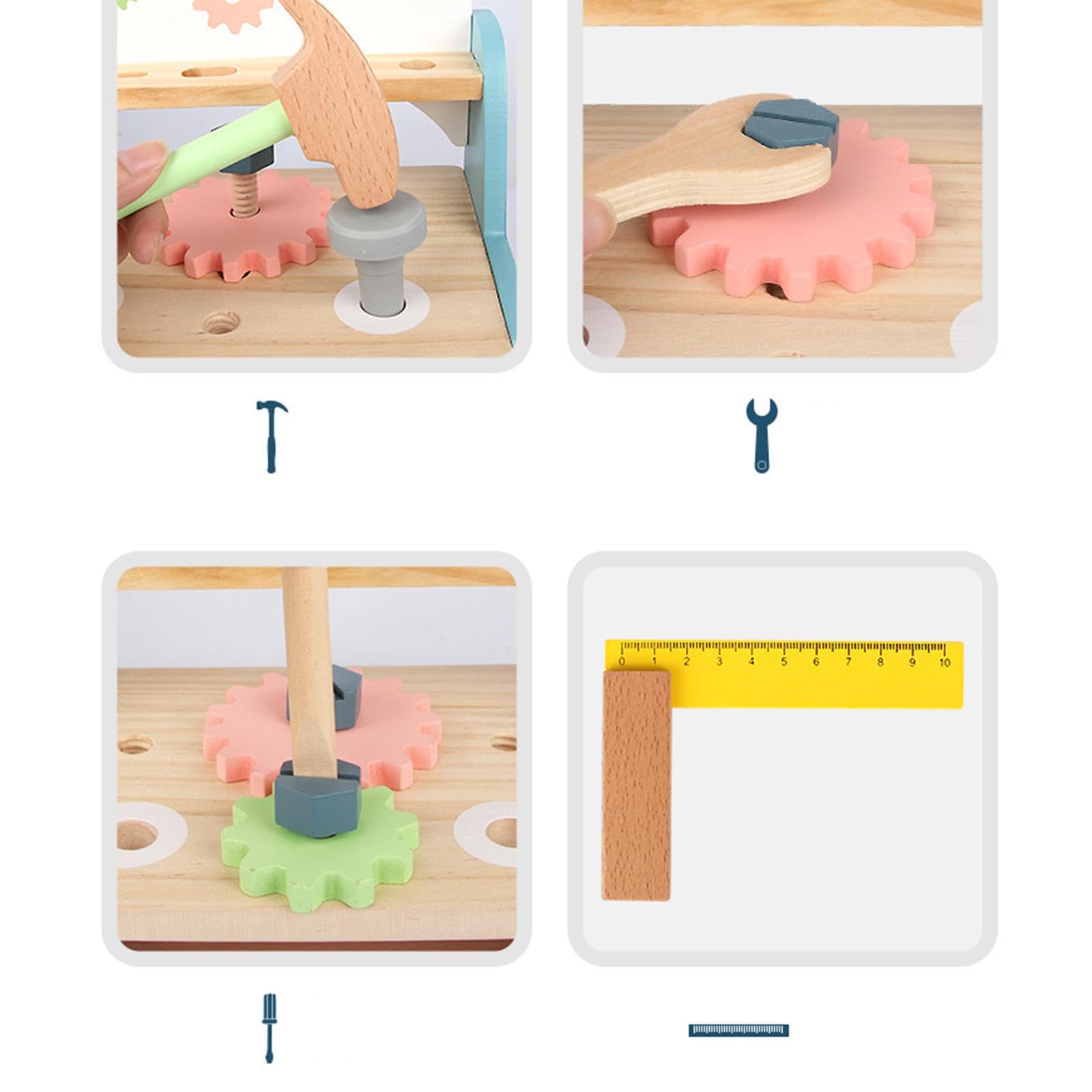 Giocattoli educativi per bambini, set di attrezzi da gioco, chiave inglese, martello, 25 pezzi, strumenti di riparazione in legno per apprendimento creativo, divertimento