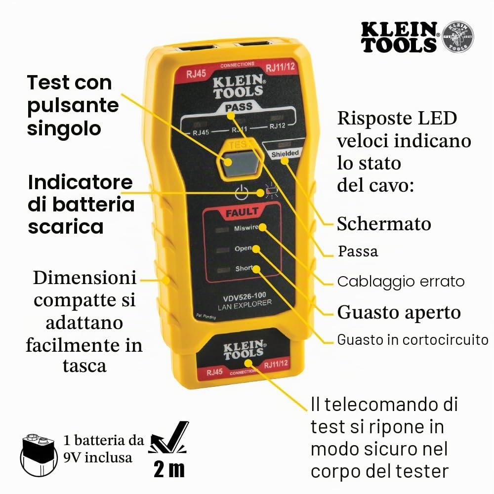 KLEIN TOOLS Dispositivo di collaudo per cavo di rete LAN Explorer™ con unità remota