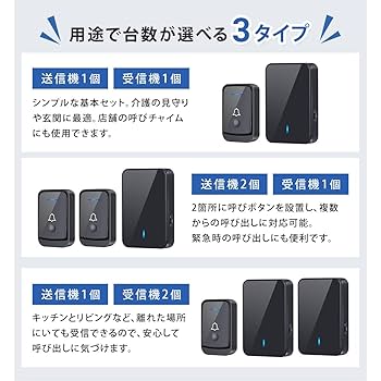 ベル　2台セット Amazon.co.jp: 『バッテリー不要・配線不要』AURTEC ワイヤレス